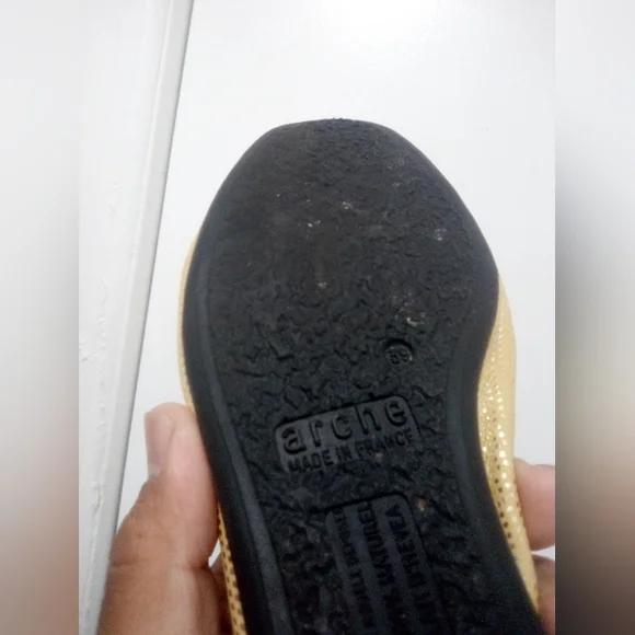ARCHE France Metallic Gold Ballerina Ballet Flats Sz 39/8 Women - Picture 7 of 8